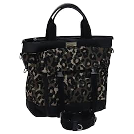 Dolce & Gabbana-DOLCE&GABBANA Leopard Hand Bag Canvas 2way Green Black Auth bs23143-Black,Green