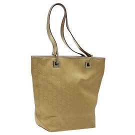 GUCCI GG Canvas Tote Bag Gold 002 1099 Auth nb079 Golden