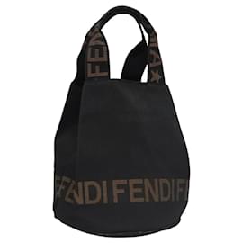 Fendi-FENDI Hand Bag Nylon Brown Black Silver Auth bs22947-Brown,Black,Silvery