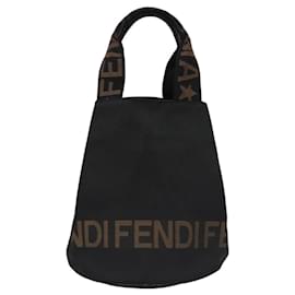 Fendi-FENDI Hand Bag Nylon Brown Black Silver Auth bs22947-Brown,Black,Silvery