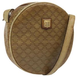 Céline Bolsa de ombro em lona Macadam CELINE marrom Auth BA469 Marrom