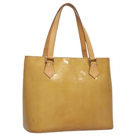LOUIS VUITTON Monogram Vernis Bolsa de Mano Houston Beige M91004 LV Auth BA431 Beige