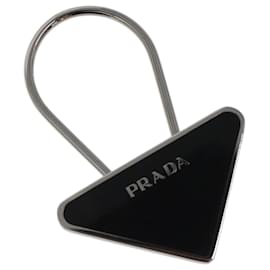 Prada-PRADA Key Ring metal Black Silver M713 Auth am7978-Black,Silvery