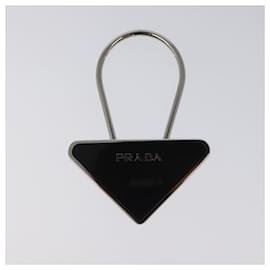 Prada-PRADA Key Ring metal Black Silver M713 Auth am7978-Black,Silvery