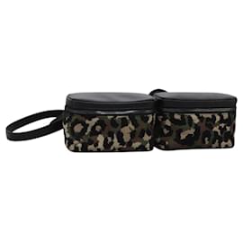 Dolce & Gabbana-DOLCE&GABBANA Leopard Waist Bag Canvas Green Black Auth bs23142-Black,Green