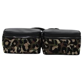 Dolce & Gabbana-DOLCE&GABBANA Leopard Waist Bag Canvas Green Black Auth bs23142-Black,Green