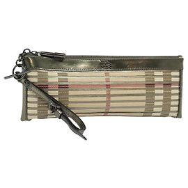 BURBERRY Nova Check Clutch Bag PVC Beige Gold Auth bs23425 Beige Golden