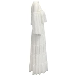 Autre Marque-MISA Los Angeles White Dot Tiered Cassandra Maxi Dress-White