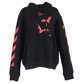 Off White Off-White Diagonal Sleeve Bats Slim Fit Hoodie aus schwarzer Baumwolle Schwarz
