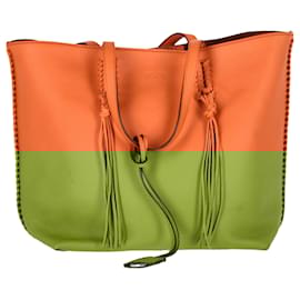 Tod's- Tod's Gipsy Tasseled Tote Bag in Orange Leather-Orange