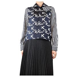 Dice Kayek Camicia in seta stampata blu navy e bianca - taglia UK 8 Blu navy