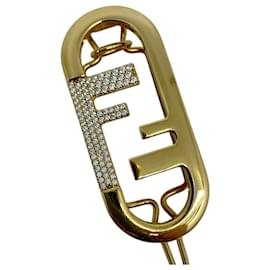 Fendi-Fendi Gold Rhinestone Hairpin-Other