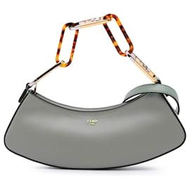 Fendi-Fendi Green Leather O'lock Swing Satchel-Other,Green