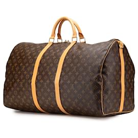 Louis Vuitton-Louis Vuitton Brown Monogram Keepall Bandouliere 60-Brown