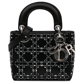 Dior-Dior Black Mini Satin Cannage Strass Crystal Embellished Lady Dior-Black