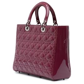 Dior-Dior Pink Large Patent Cannage Lady Dior-Pink,Other