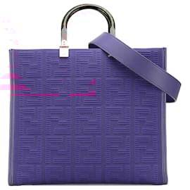 Fendi-Fendi Purple Medium Zucca Canvas Sunshine Shopper Tote-Other,Purple