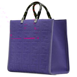 Fendi-Fendi Purple Medium Zucca Canvas Sunshine Shopper Tote-Other,Purple