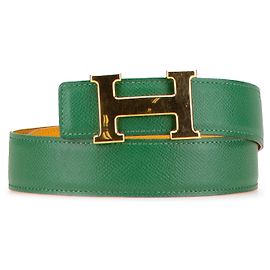 Cinturón reversible Constance H en Courchevel verde de Hermès Verde