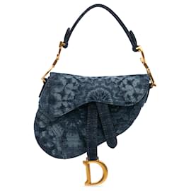 Dior-Dior Blue Mini Denim Tie Dye Saddle Bag-Blue