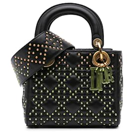 Dior-Dior Black Mini Lambskin Cannage Studded Supple Lady Dior-Black