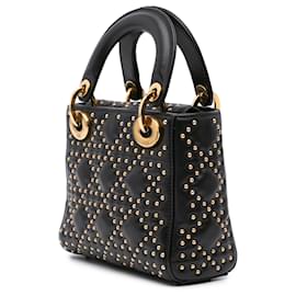 Dior-Dior Black Mini Lambskin Cannage Studded Supple Lady Dior-Black