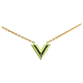 Louis Vuitton-Louis Vuitton Gold Gold Plated Essential V Necklace-Golden