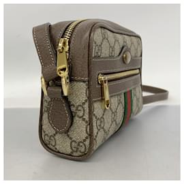 Gucci-Gucci Brown Shoulder Bag GG Canvas Sherry Line-Brown