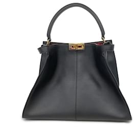 Fendi-Sac à main en cuir Fendi Peekaboo-Noir