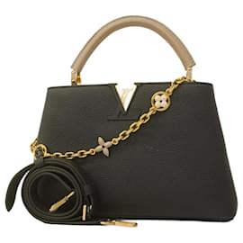 Louis Vuitton-Bolsa Louis Vuitton Taurillon Capucines MM-Preto,Cru