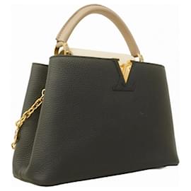Louis Vuitton-Bolsa Louis Vuitton Taurillon Capucines MM-Preto,Cru