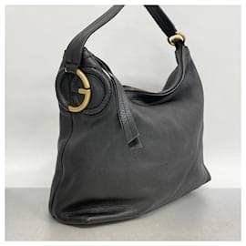 Gucci-Gucci Black Leather Shoulder Bag-Black