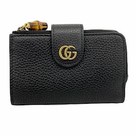 Gucci-Gucci Black Leather Bi-Fold Wallet-Black