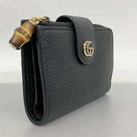 Gucci-Gucci Black Leather Bi-Fold Wallet-Black