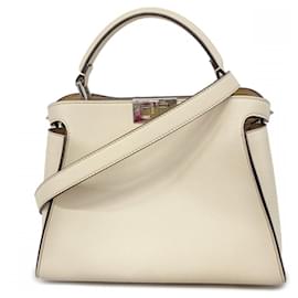 Fendi-Sac à main Fendi Peekaboo en cuir ivoire-Écru