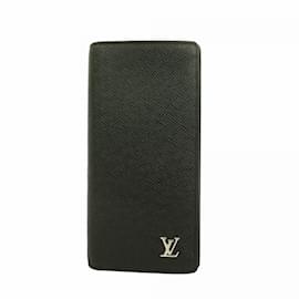 Louis Vuitton-Louis Vuitton Long Wallet Taiga Portefeuille Brazza M30285 Noir-Black