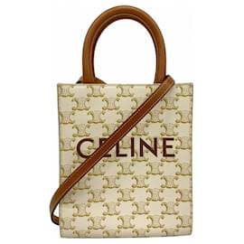 Céline-Celine Triomphe Mini Vertical Gaba Handbag-Brown,White