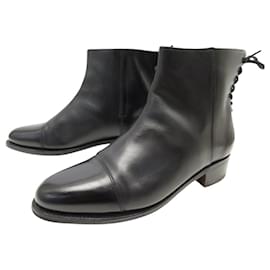 John Lobb-CHAUSSURES JOHN LOBB IVY BOTTINES EN CUIR NOIR 4.5E 37 BOITE BOOTS SHOES-Noir
