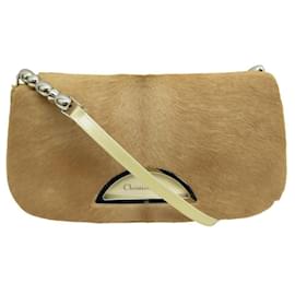 Christian Dior-VINTAGE CHRISTIAN DIOR MALICE COWHIDE CAMEL HAND BAG PURSE-Camel