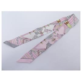 Hermès-NINE HERMES TWILLY SCARVES GREAT HENRI D'ORIGNY SILK + BOX SCARF-Pink