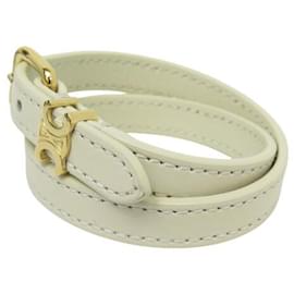 Céline-NEW CELINE DOUBLE TOUR TRIOMPHE LEATHER BRACELET 14.5-16CM CREAM LEATHER BANGLE-Cream