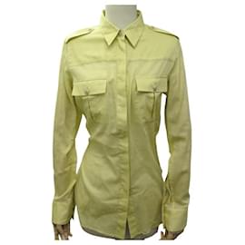 Chanel-NEW CHANEL SHIRT BLOUSE HANGER BUTTONS CC LOGO P40015 M 38 SHIRT TOP-Yellow