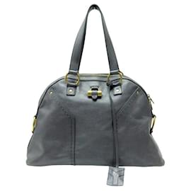Yves Saint Laurent-YVES SAINT LAURENT MUSE GM 156464 GRAY LEATHER HAND BAG-Grey