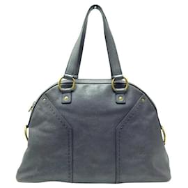 Yves Saint Laurent-YVES SAINT LAURENT MUSE GM 156464 GRAY LEATHER HAND BAG-Grey
