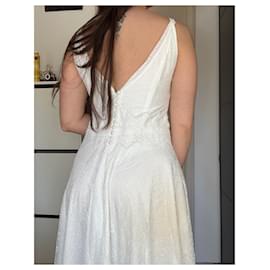 Autre Marque-Mid-length civil white wedding dress with lace Elsa Gary size 36-Other