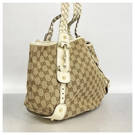Gucci-Gucci Tote Bag GG Canvas Horsebit-Brown,Cream