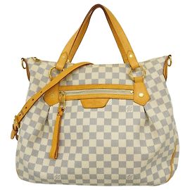 Louis Vuitton Damier Azur Evora MM Tote Bag Weiß