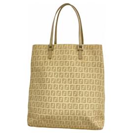 Fendi-Fendi Tote Bag Zucchino Nylon Canvas-Brown,Cream