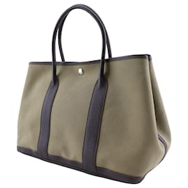 Hermès-Sac à main PM Hermes Garden 36-Marron,Kaki