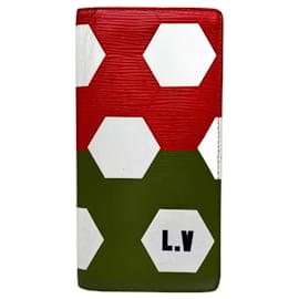 Louis Vuitton-Louis Vuitton Epi Portefeuille Brazza Long Wallet-White,Red